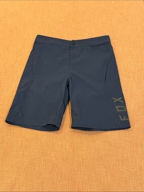 Fox Men's Dark Blue Athletic Shorts with Side Logo